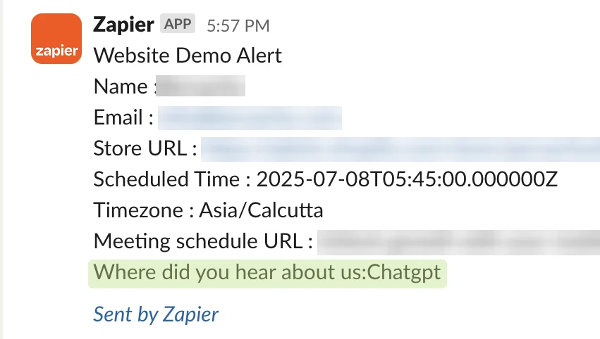 Redacted demo booking: heard about us via ChatGPT
