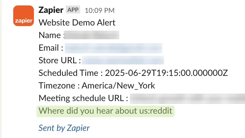 Redacted demo booking: heard about us via Reddit