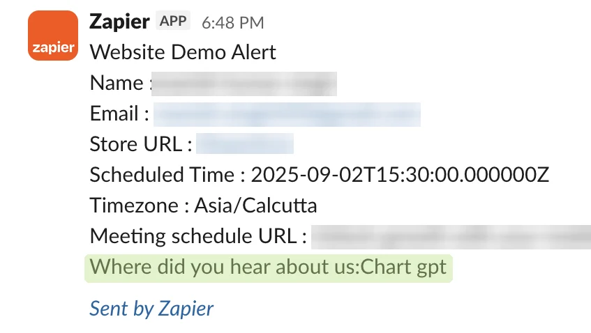 Redacted demo booking: heard about us via ChatGPT
